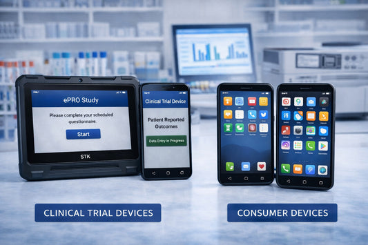Purpose-built clinical trial smartphones compared with consumer devices in regulated research environments.