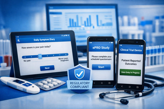 Purpose-built devices used in regulated clinical trials support consistent, auditable patient-reported data collection.